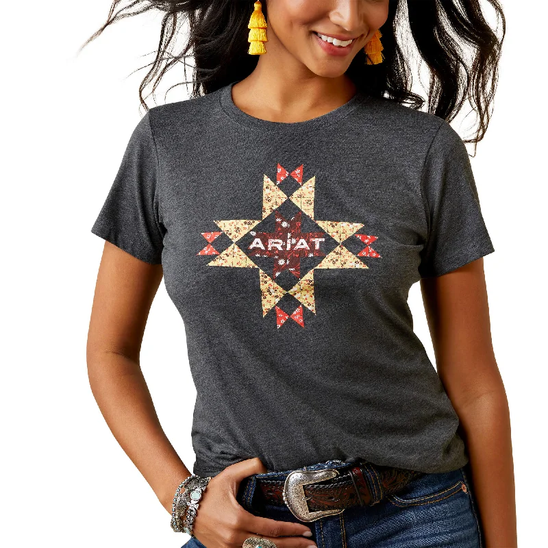 Elegant Style Women's Ariat Quilt Logo T-Shirt #10045443