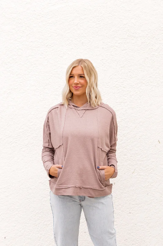 Cozy Layers Kiara Raw Edge Hoodie | Mocha