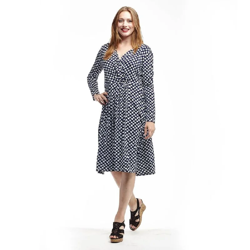 Personalized Design La Cera Women's Blue/White Polyester/Spandex Printed Dress