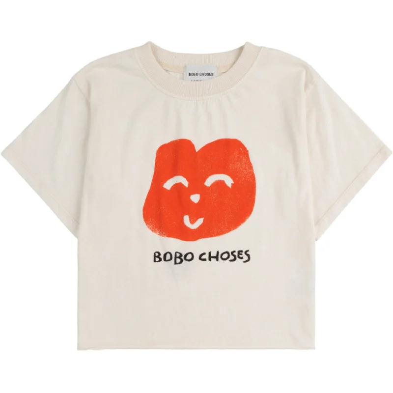 Trendy And Casual Bobo Choses Offwhite Joyful Face T-Shirt