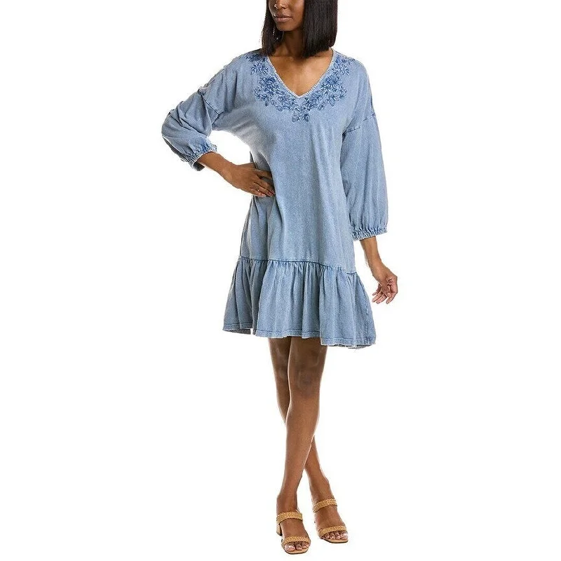 Stunning Fashion Leota Women's Luna Embroidered Dress Blue Size Medium