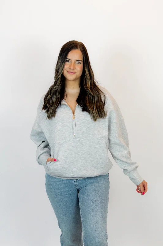 Personalized Wear Kennedy Zip Up Pullover | Heather Grey