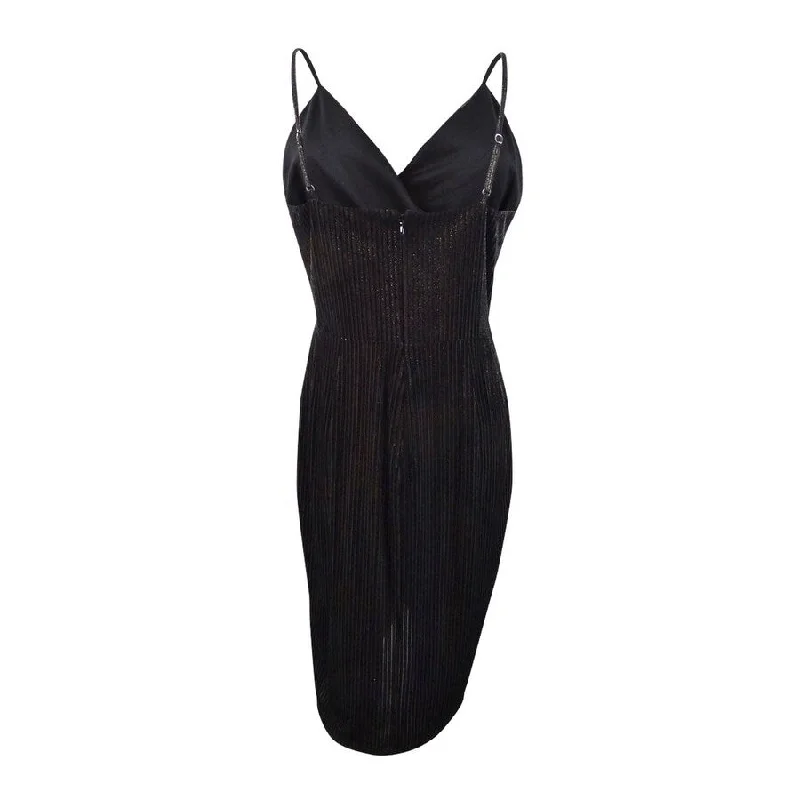 Fashion And Simplicity CeCe Women's Metallic Sleeveless Wrap Dress