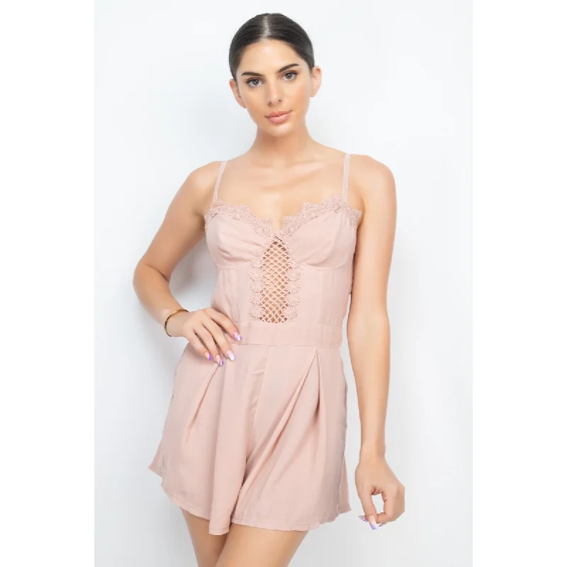 Cozy Chic Cinched Zip Sweetheart Pleated Romper