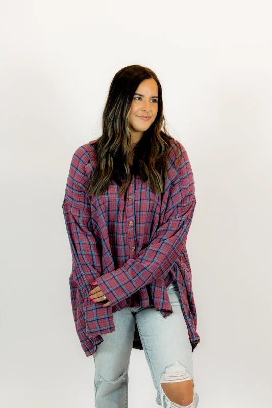 Versatile Comfort We The Free Cardiff Plaid Top | Purple Combo