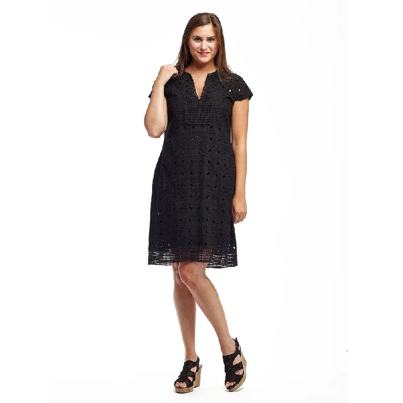Versatile Items La Cera Women's Cotton Cap Sleeve Eyelet Dress