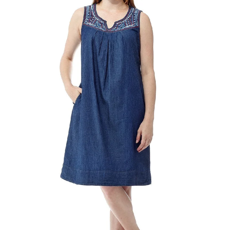 Slightly Flared Design La Cera Women's Sleeveless Embroidered Dress