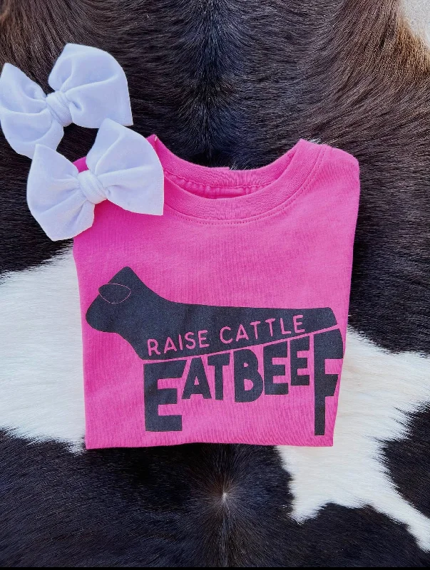 Effortless Style Eat Beef Tee - Pink