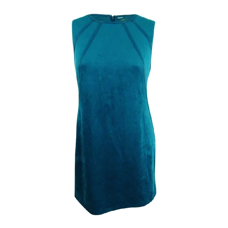 Timeless Comfort Calvin Klein Women's Faux-Suede Shift Dress (16, Cypress)