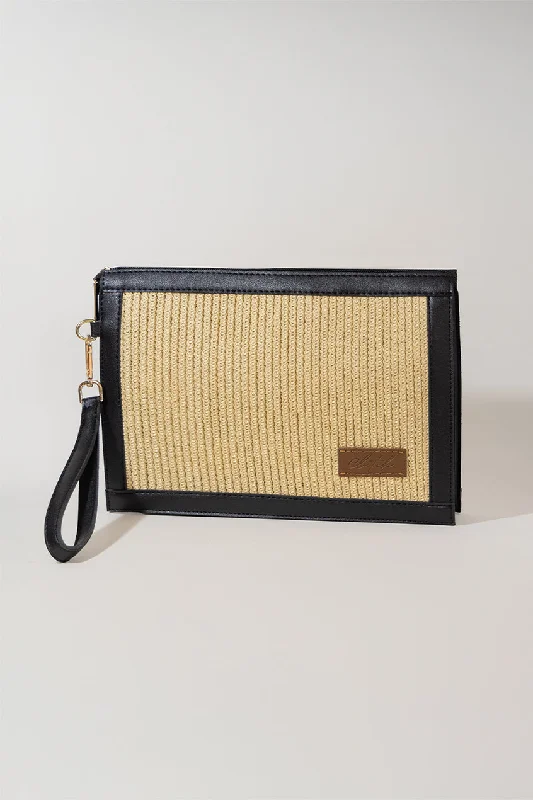 New Design DUBAI RAFIA CLUTCH - BLACK