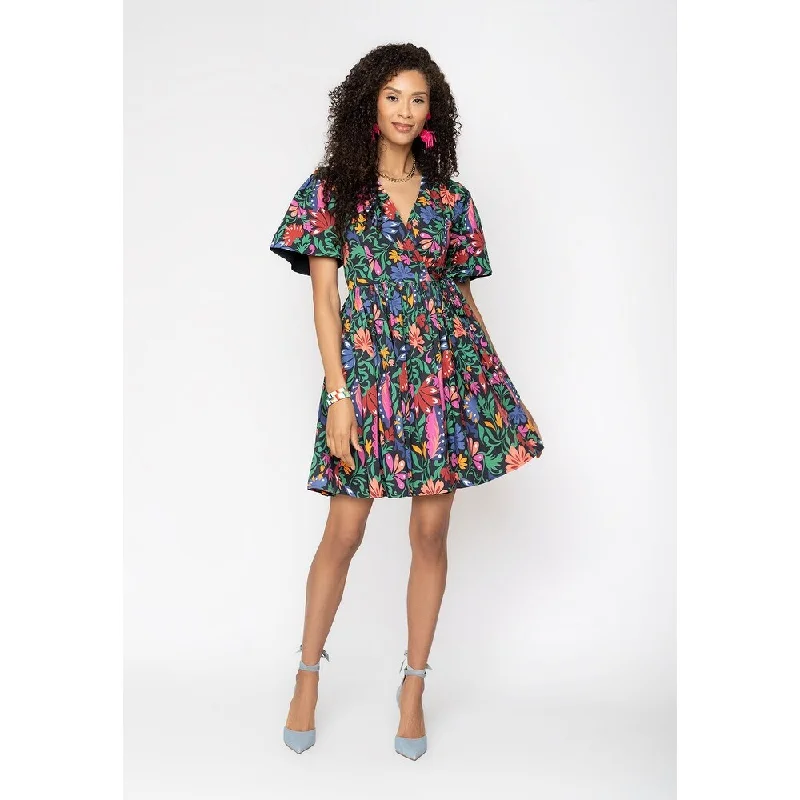 Hip-hop Style Leota Women's Alena Poplin Wrap Dress Black Size Xx-Large