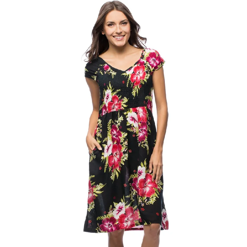 Personalized Design La Cera Women's Smocked-Bodice Sleeveless Floral Sundress