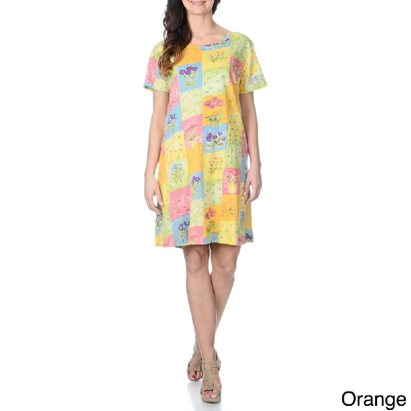 Modern Tailoring La Cera Women's Floral Printed Casual Dress with Short Sleeves