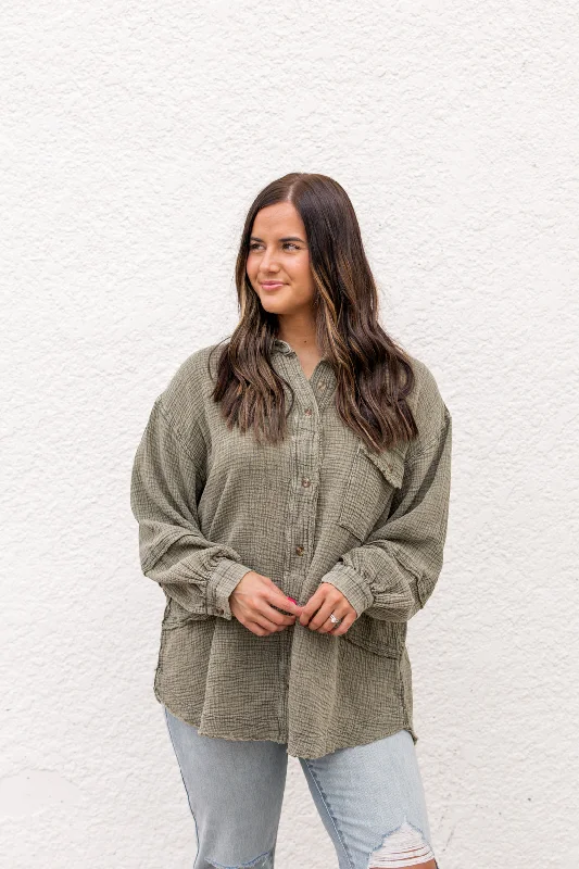 Artistic Temperament Trina Gauze Button Down | Olive