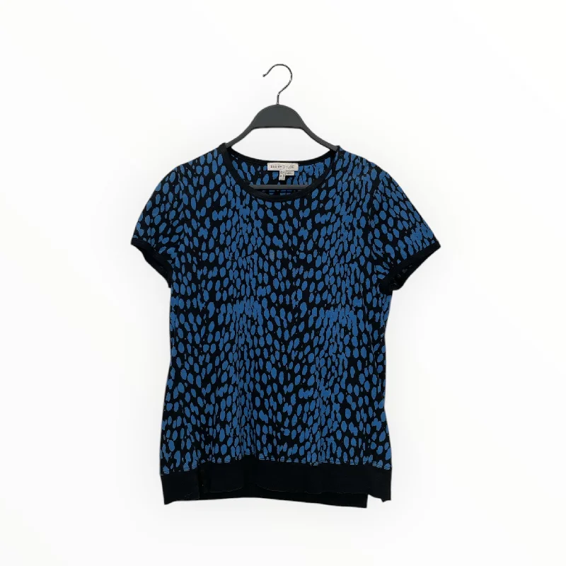Slightly Flared Design SEE BY CHLOE/T-Shirt/6/All Over Print/Cotton/BLK/BLUE ALL OVER
