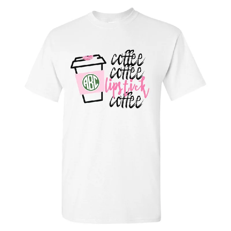 Monogrammed 'Coffee & Lipstick' Basic T-Shirt