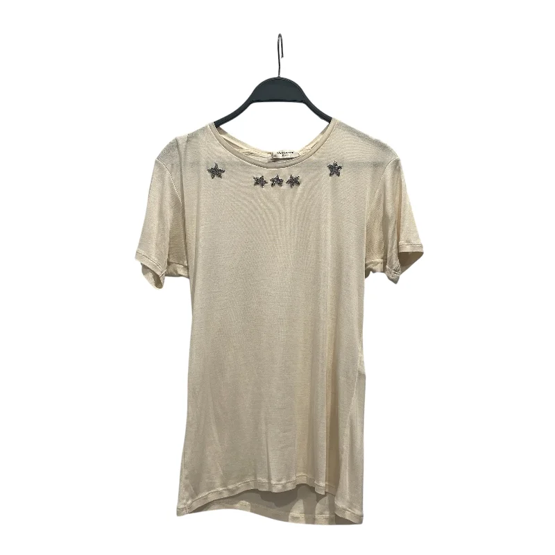 SAINT LAURENT/T-Shirt/M/Silk/CRM/embroidered stars