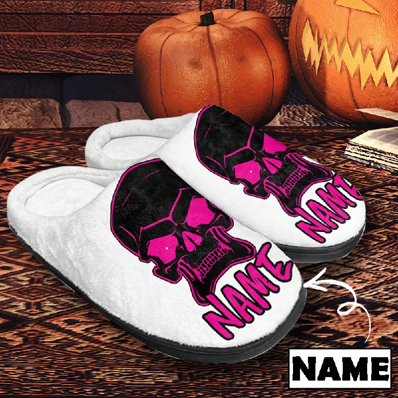 Printed Patterns Halloween Custom Name Cotton Slippers For Adult&Kids Personalized Non-Slip Slippers Warm House Shoes