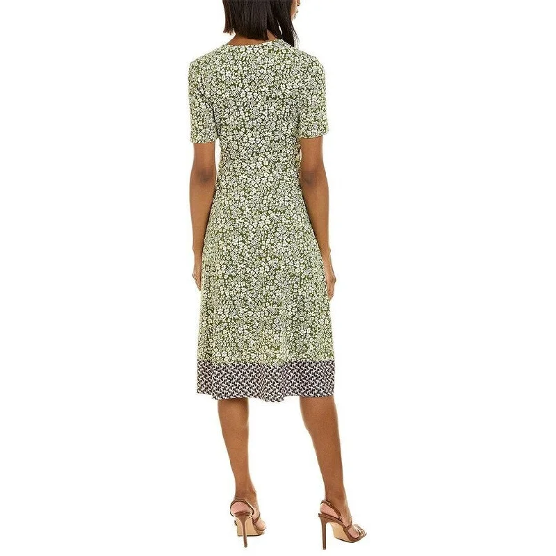Elegant Tailoring Leota Women's Jasmine Field Border Twist Of Lime Lord & Taylor Banded Francesca Dress Green
