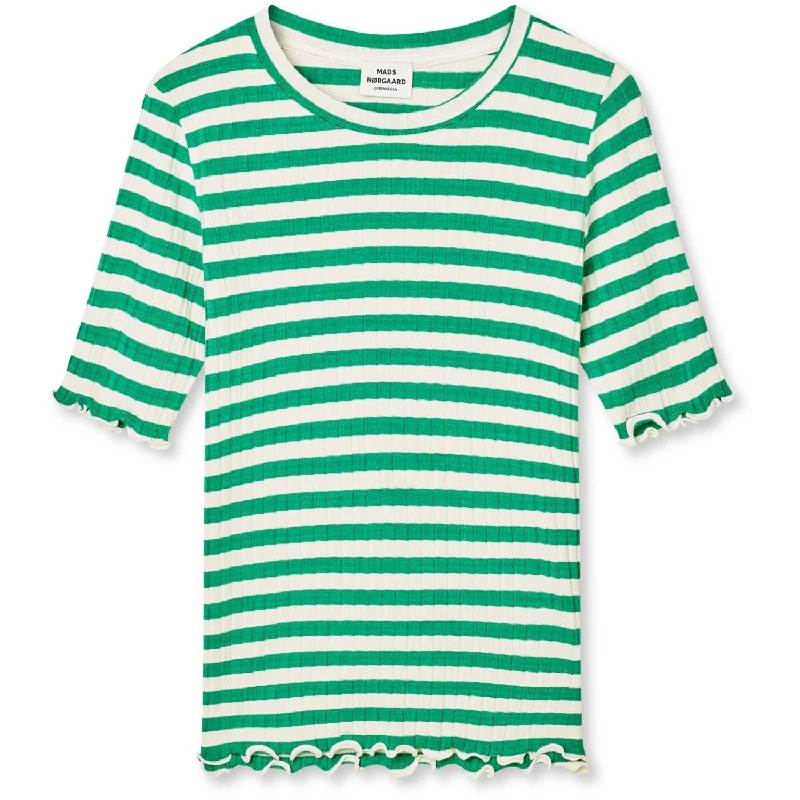 Classic Color Mads Nørgaard Vanilla Ice/Verdant Green 5X5 Classic Stripe Tuviana Tee