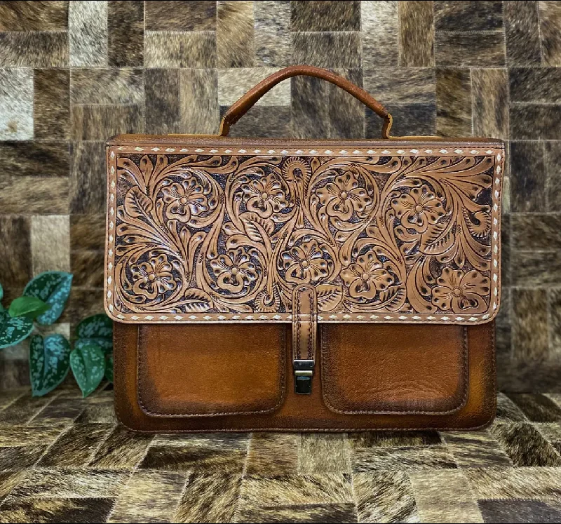 Modern Comfort Classic Tooled Leather Briefcase