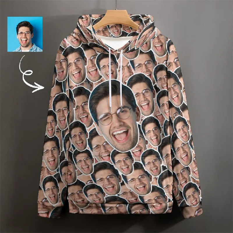 Age-reducing Style Custom Face Outline Unisex Hoodie Personalized Photo Loose Pullover Hoodie
