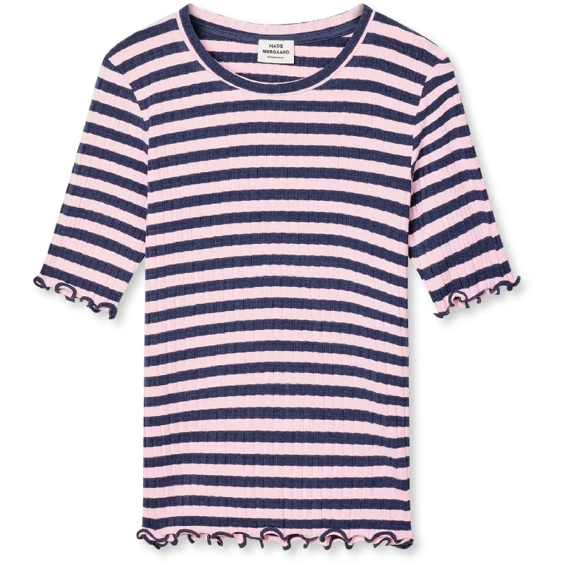 Refreshing Design Mads Nørgaard Parisian Night/Parfait Pink 5X5 Classic Stripe Tuviana Tee