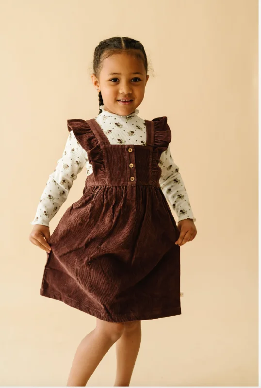 Double-sided Wear Organic Corduroy Ruffle Dress | Plum