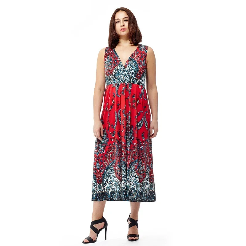 Ethnic Style La Cera Women's Sleeveless Printed Long Dress