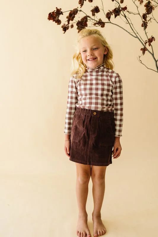 Simple And Comfortable Organic Tee and Corduroy Skirt Set | Plum