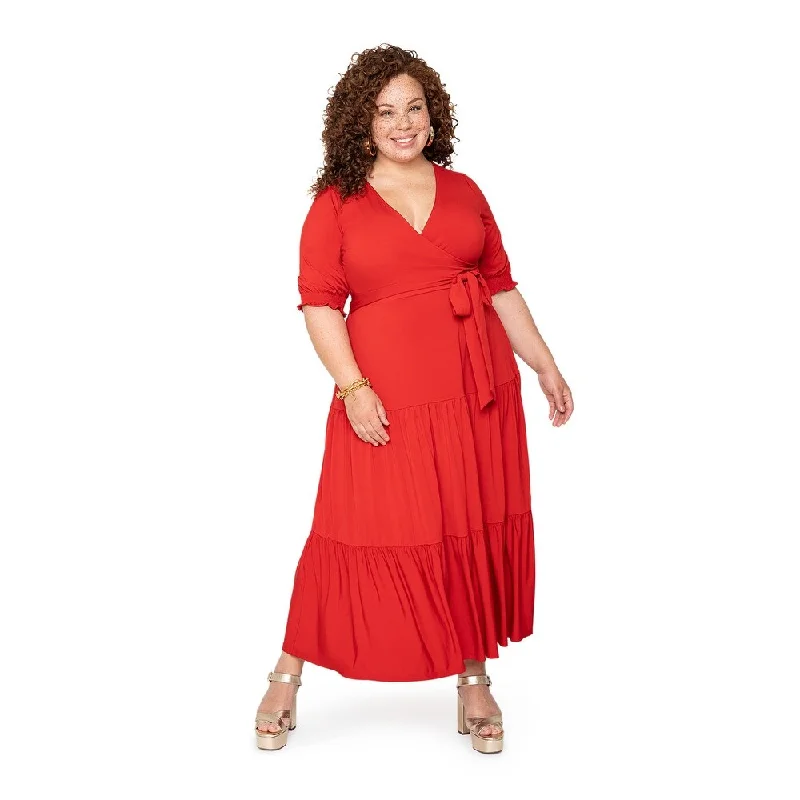 Warm and substantial Leota Curve Marlo Dress Solid Barbados Cherry