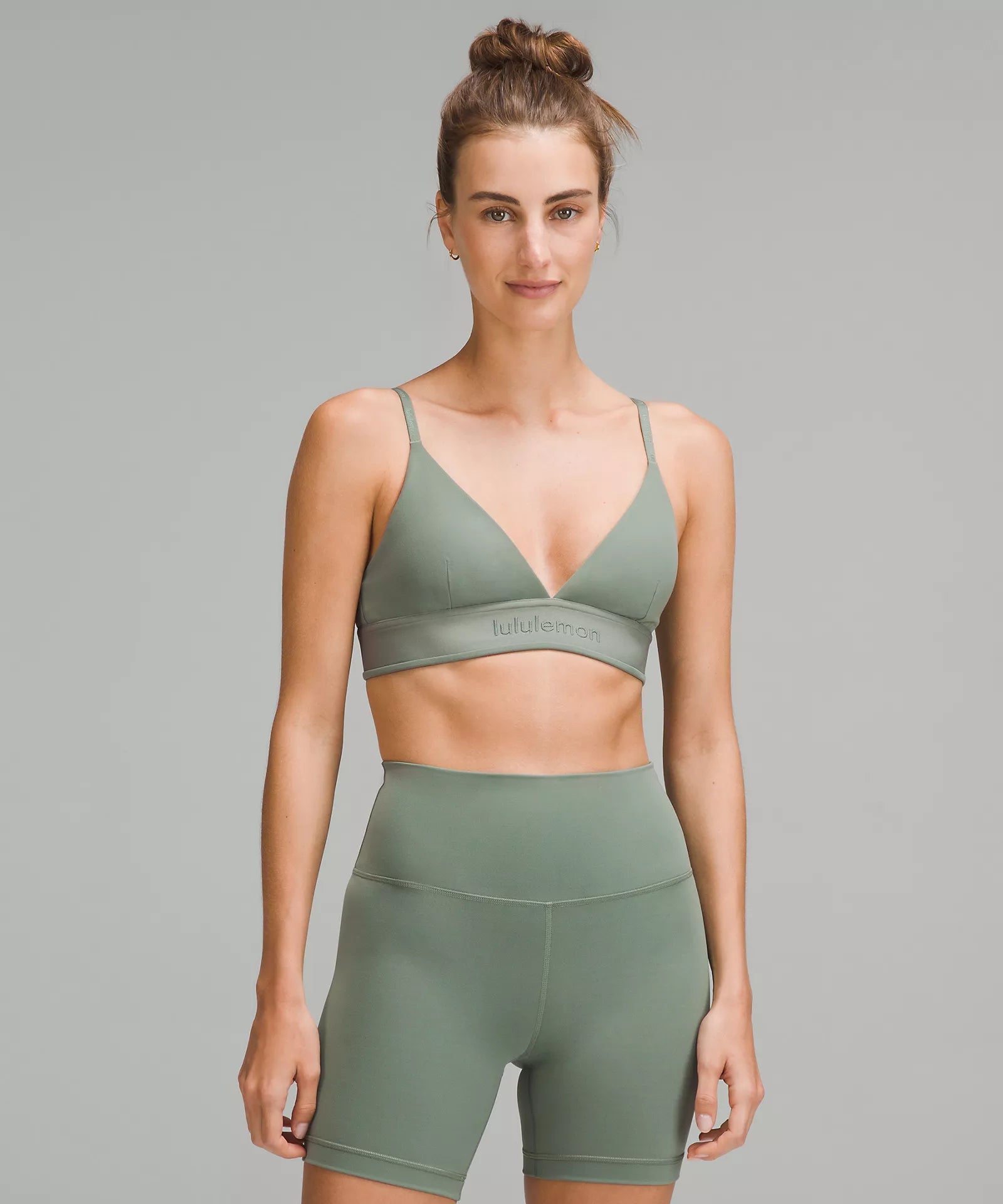 Amazing design License to Train Triangle Bra Light Support, A/B Cup *Logo | Grey Eucalyptus