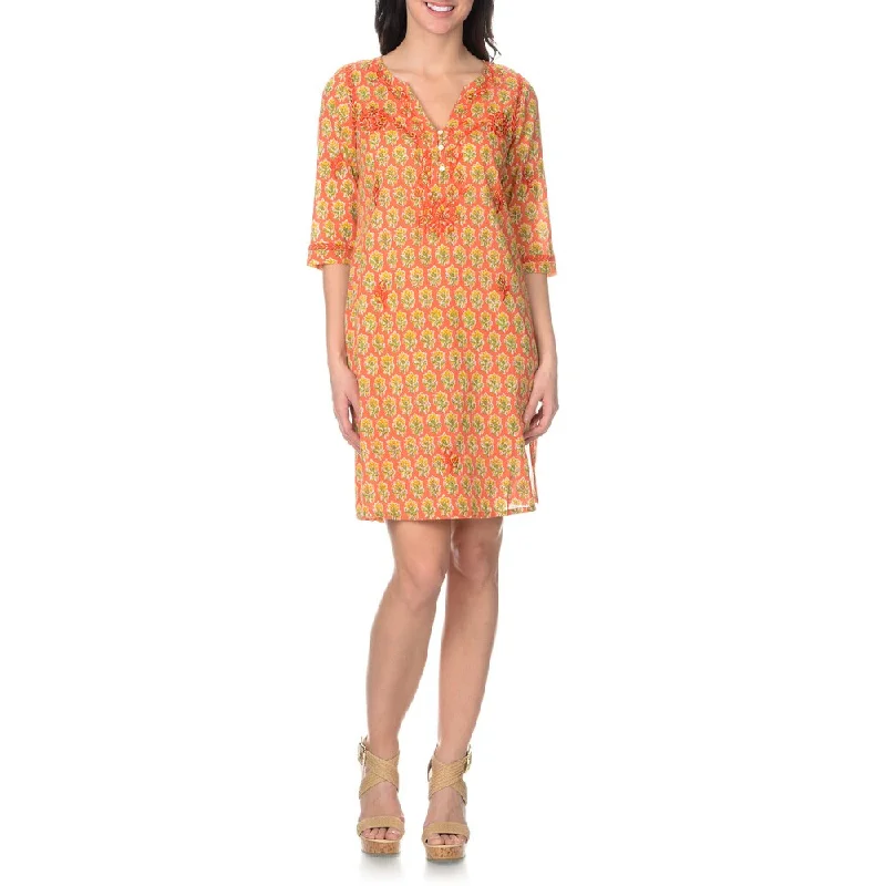 Elegant Design La Cera Women's Embroidered Printed Dress