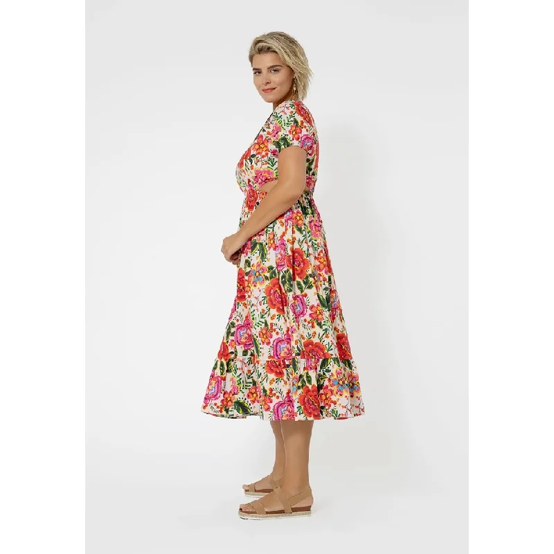 Fresh And Natural Leota Women's Tiered Ruffle Michelle Dress Orange