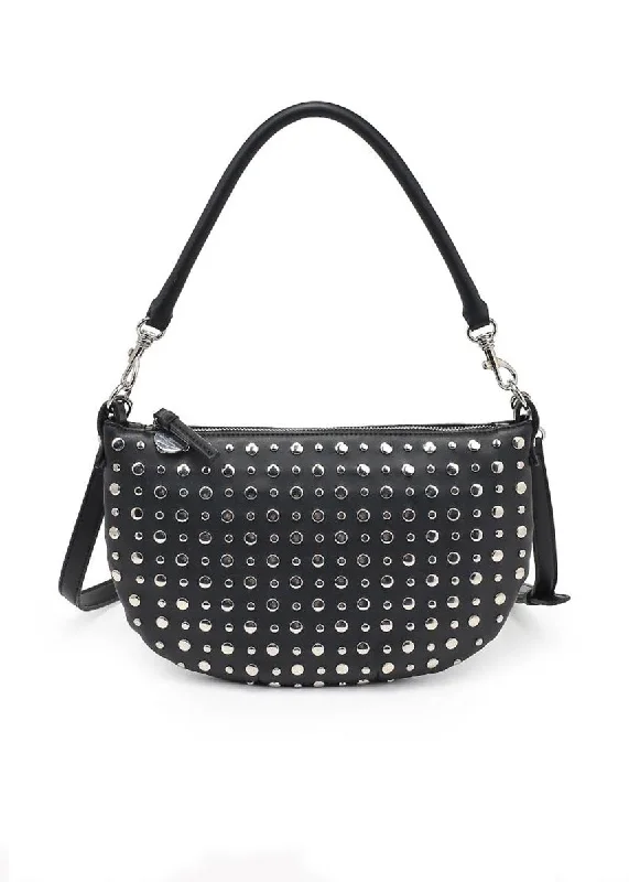 Classic Style Jordan Studded Shoulder Bag - Black