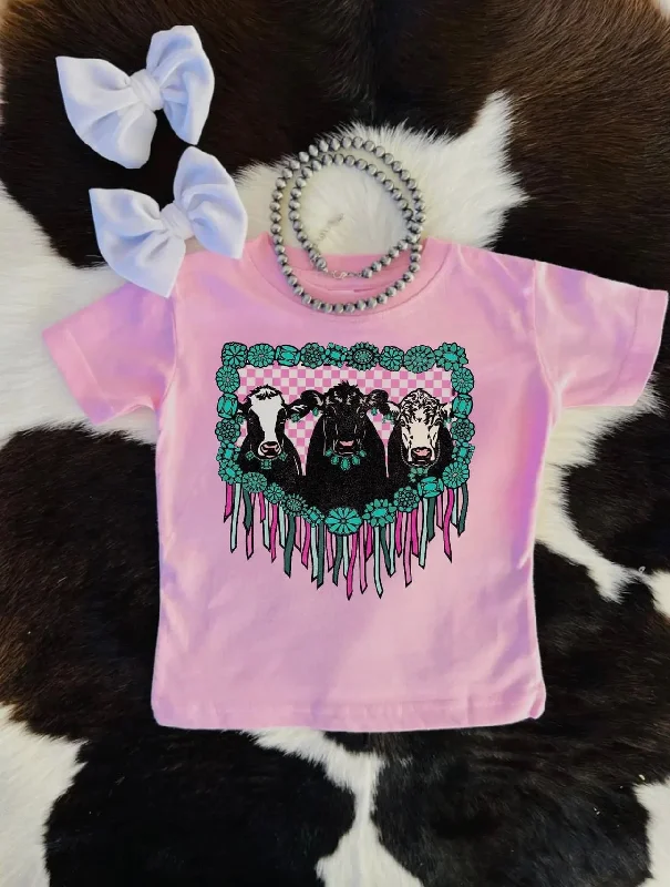 Casual Chic Turquoise and Cows Tee