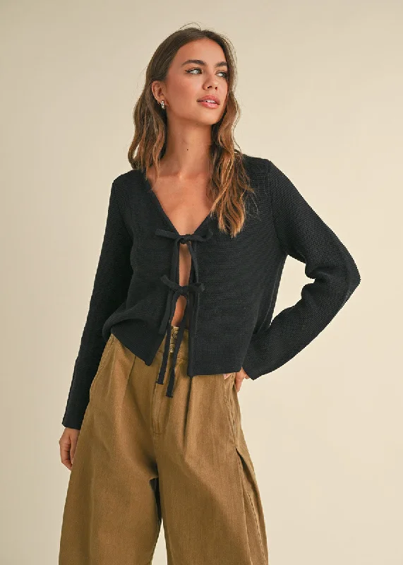 New Products Marnie Tie-Front Cardigan - Black
