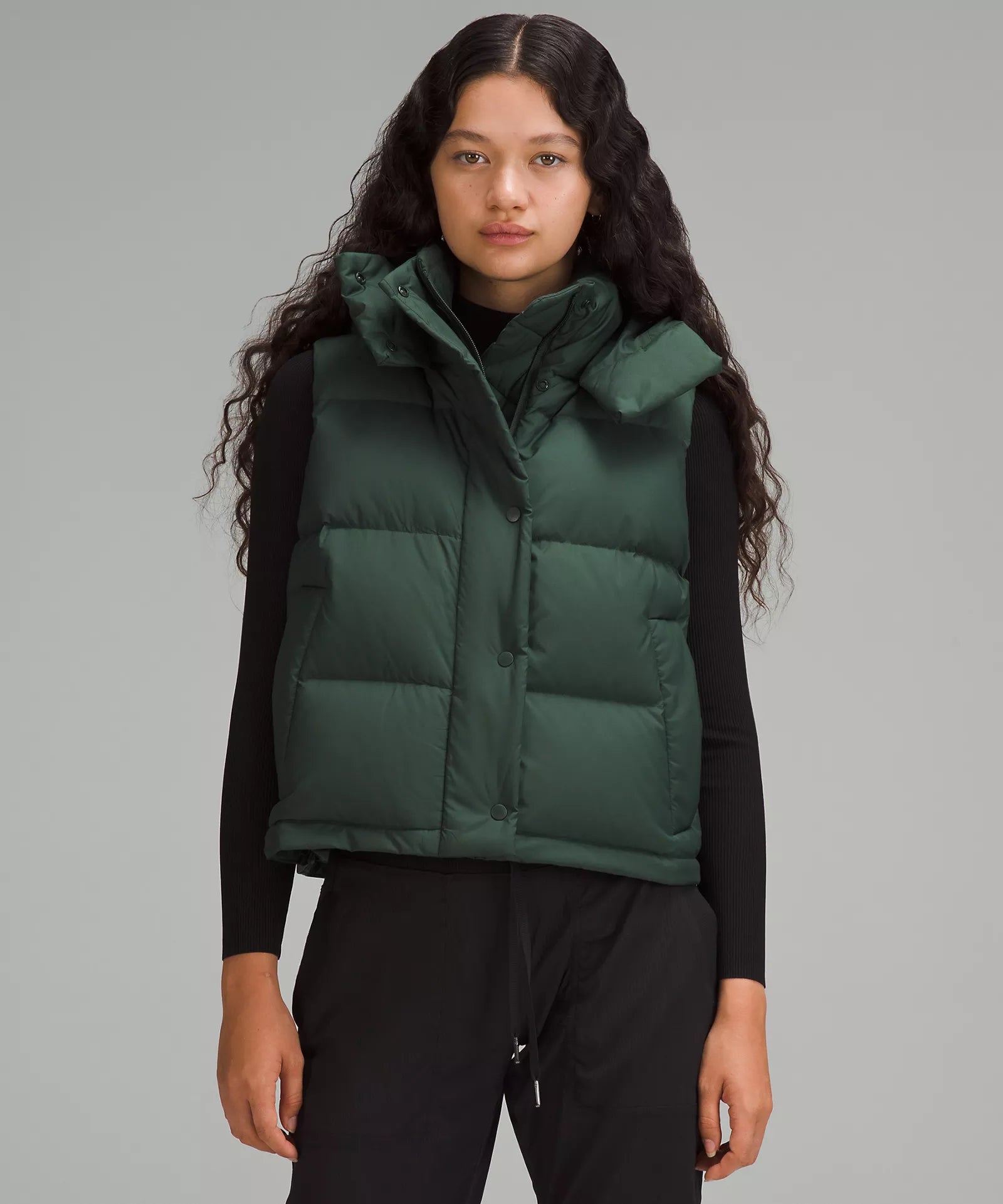 Basic Comfort Wunder Puff Cropped Vest | Legacy Green