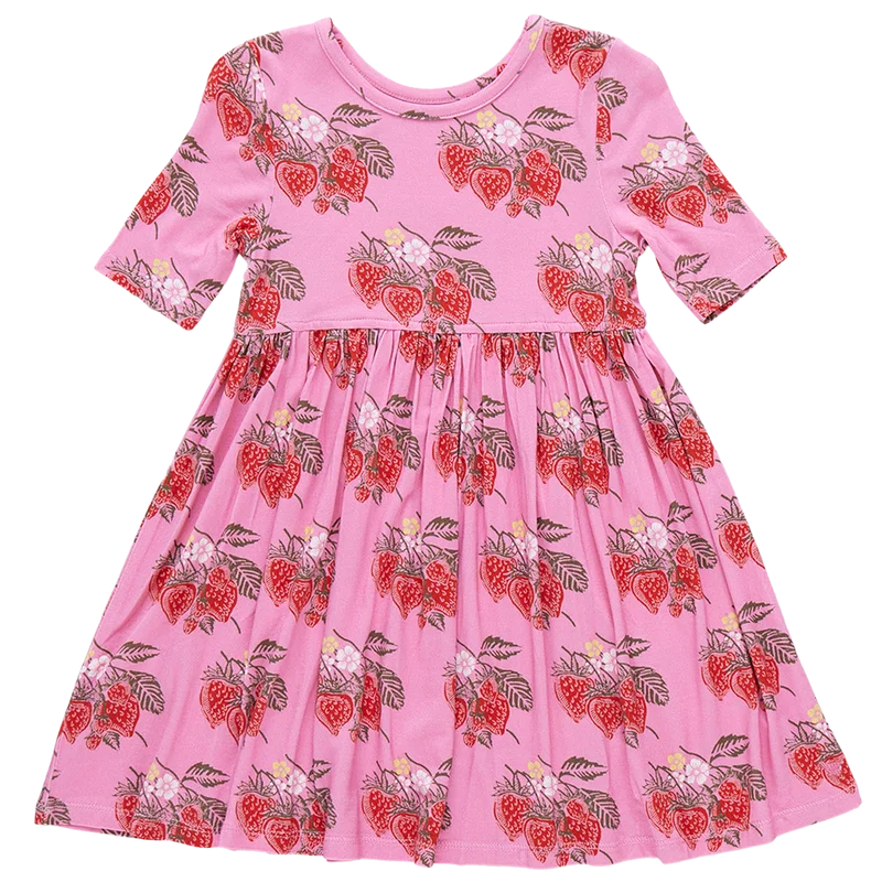 Soft Touch Pink Chicken Bamboo Steph Dress in Wild Pink Strawberries