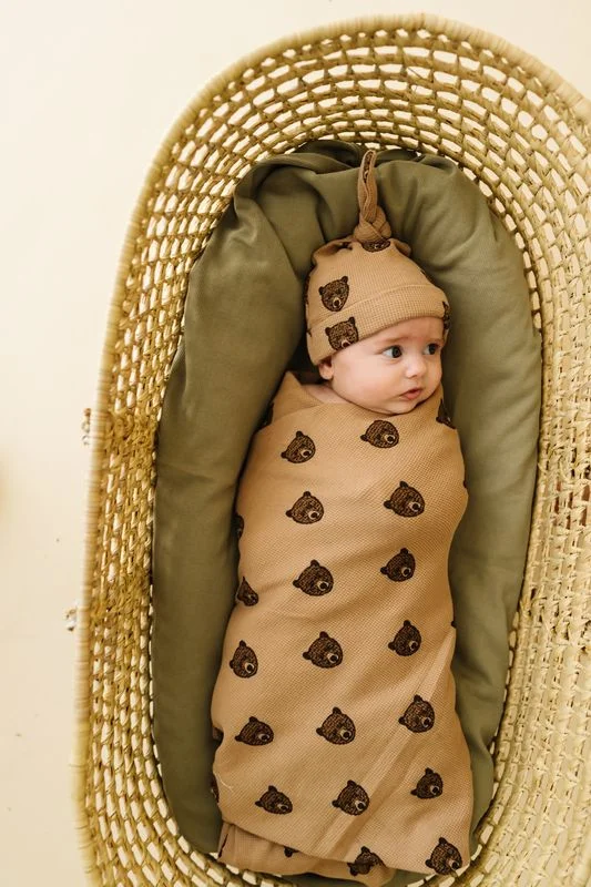 Feminine Charm Organic Swaddle Blanket & Hat | Wild Bear