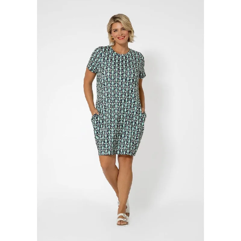 Comfortable and simple Leota Women's Print Short Sleeve T-Shirt Dress Blue Radiance