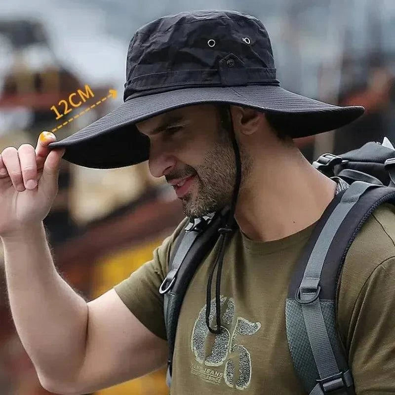 Sports Style New Sun Protection Fishing Hat Summer Breathable Mesh Camping Hiking Caps Anti-UV Sun Hat Mountaineering Caps Men's Panama Hat
