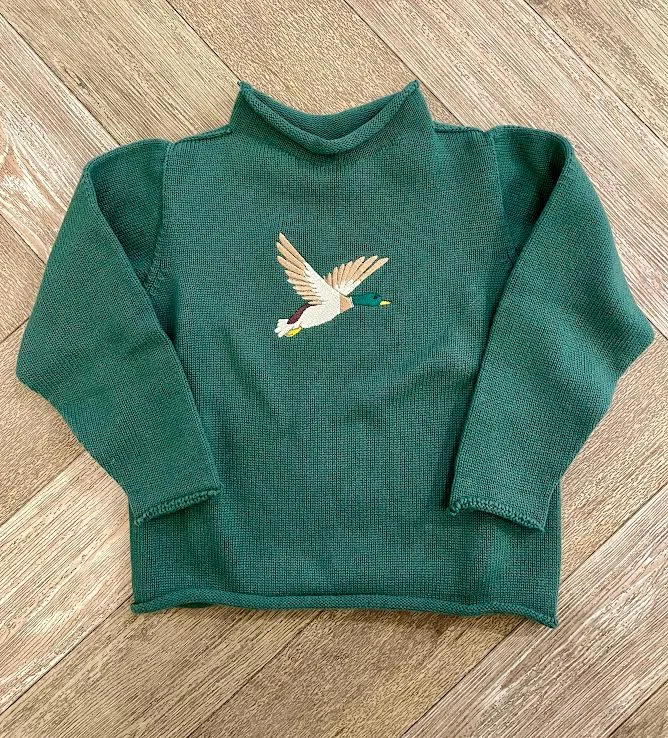 Smart Casuals A Soft Idea Roll Neck Sweater in Green with Mallard