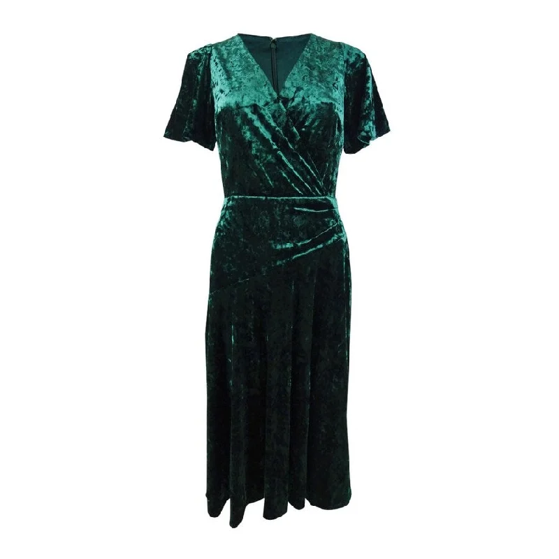 Versatile Items Lauren Ralph Lauren Women's Velvet Wrap Dress (2, Dark Ferm)