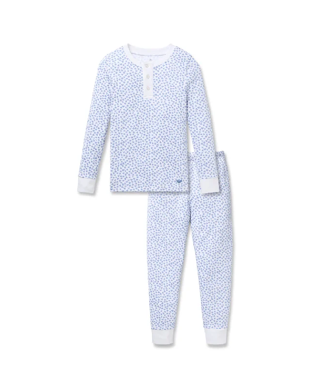 Effortless Elegance Petite Plume 100% Pima Cotton Pajamas in Bluehearts