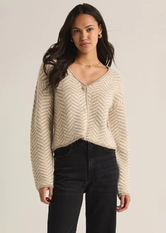 Relaxed Dresses Naomi Herringbone Cardigan - Sea Salt