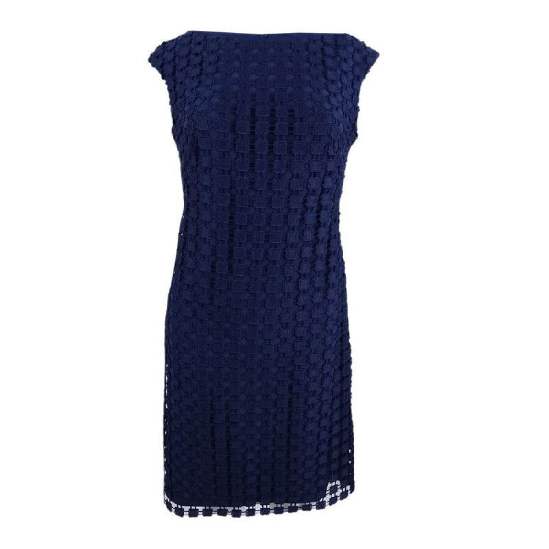 Soft And Comfortable Lauren by Ralph Lauren Women's Geometric Square Lace Dress