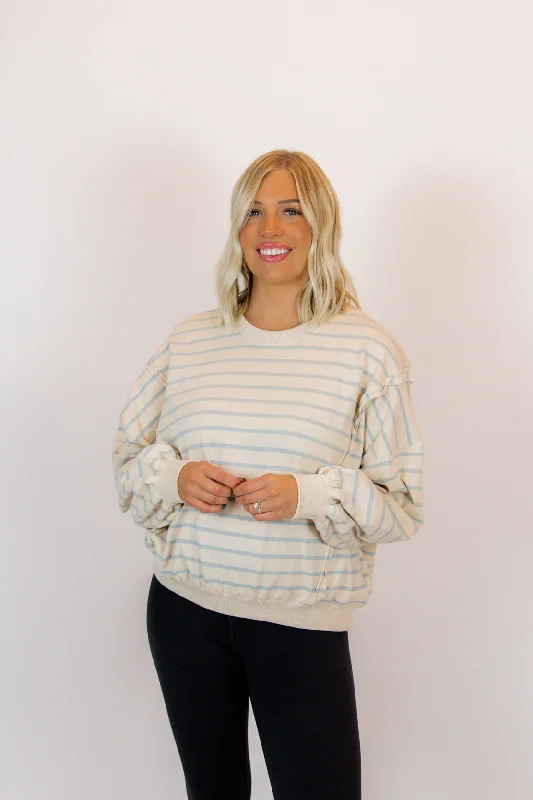 New Products Londyn Striped Crewneck | Natural Blue