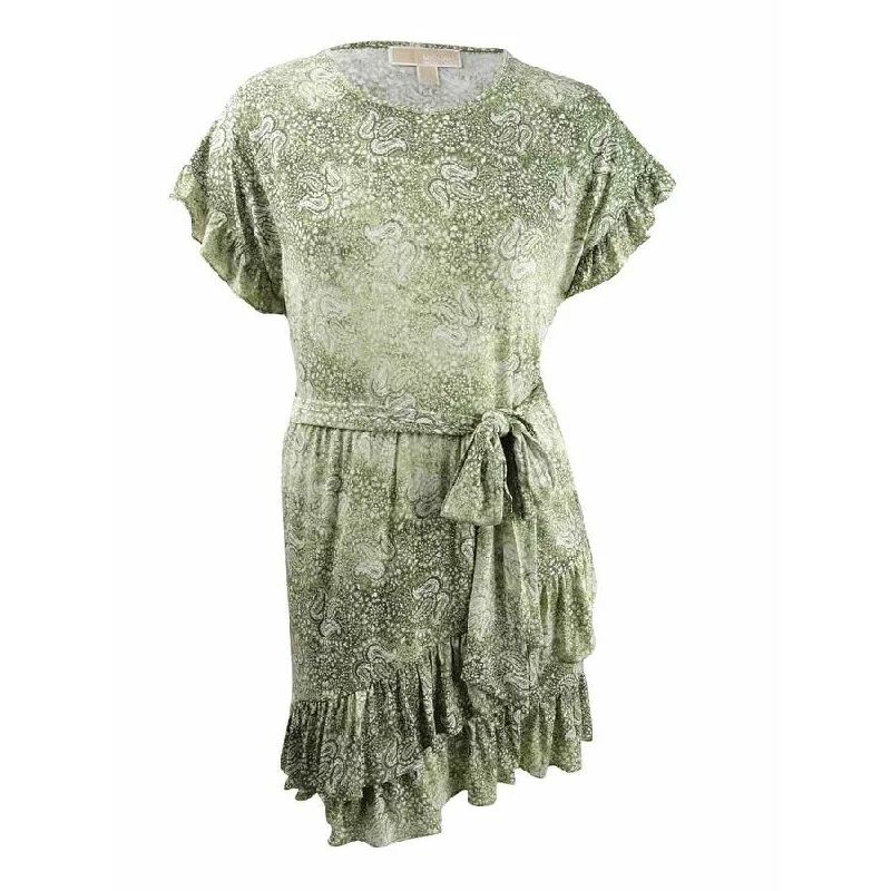 Must-have For Autumn And Winter Michael Michael Kors Women's Sunbleached Wrap Dress (XL, Army Green)