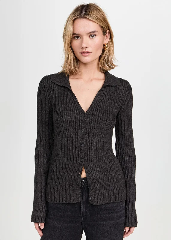 Personalized Clothing Rina Button-Up Sweater - Charcoal Heather